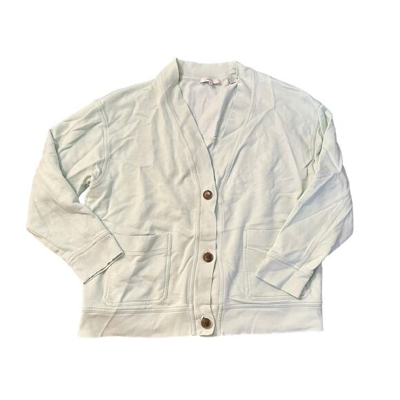 Vince. light seafoam blue long sleeve cotton cardigan size M - Picture 11 of 11